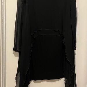 Yolanda Elegant Black Sheer Overlay Tunic